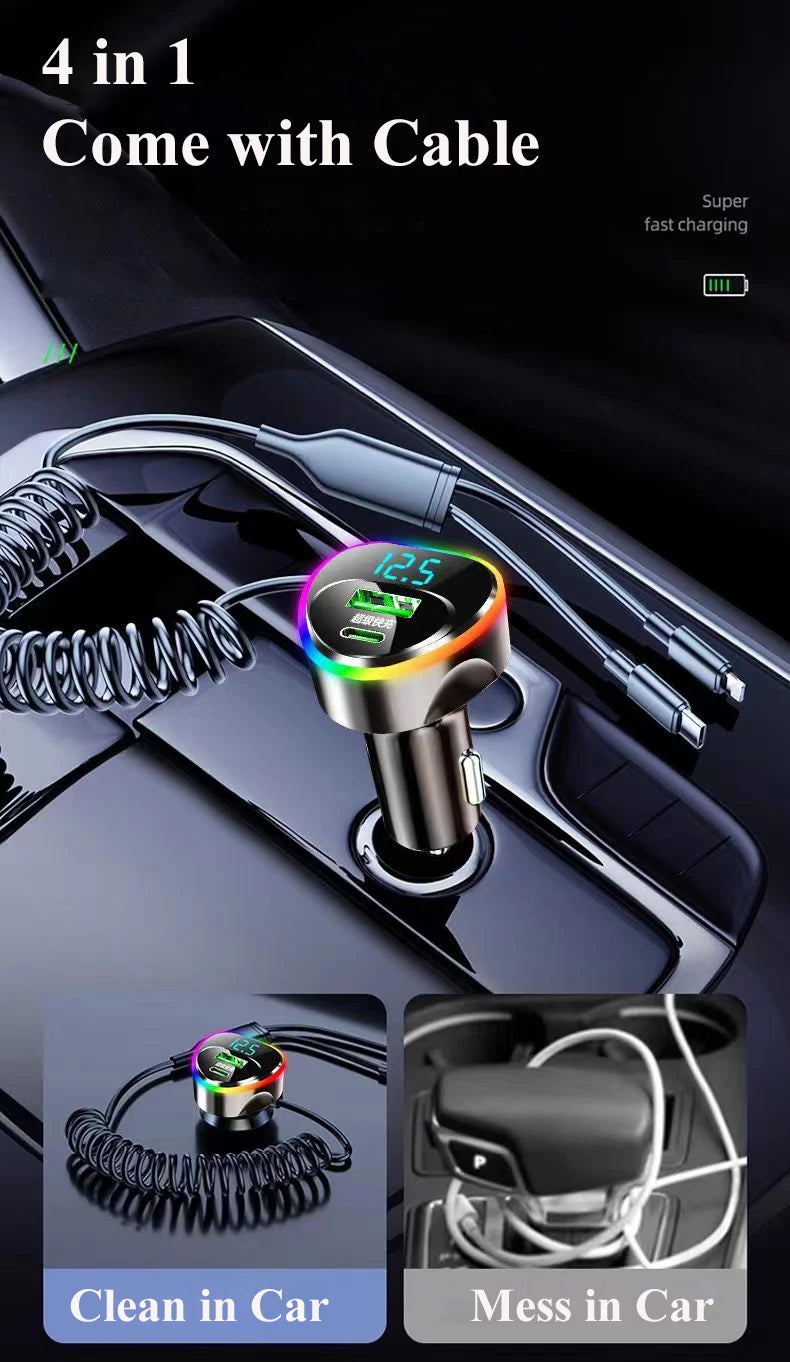 4 in 1 USB C Car Charger